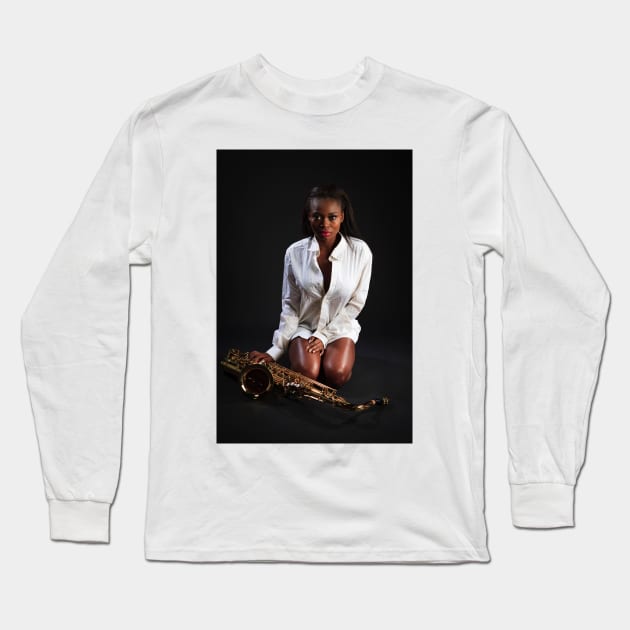 Beauty with Sax Long Sleeve T-Shirt by ansaharju